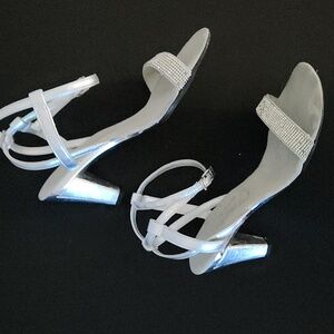 ONEX -Elegant Silver Bling Strappy Heels
